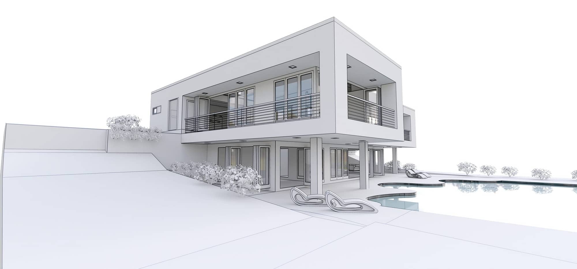 3d modern house illustration