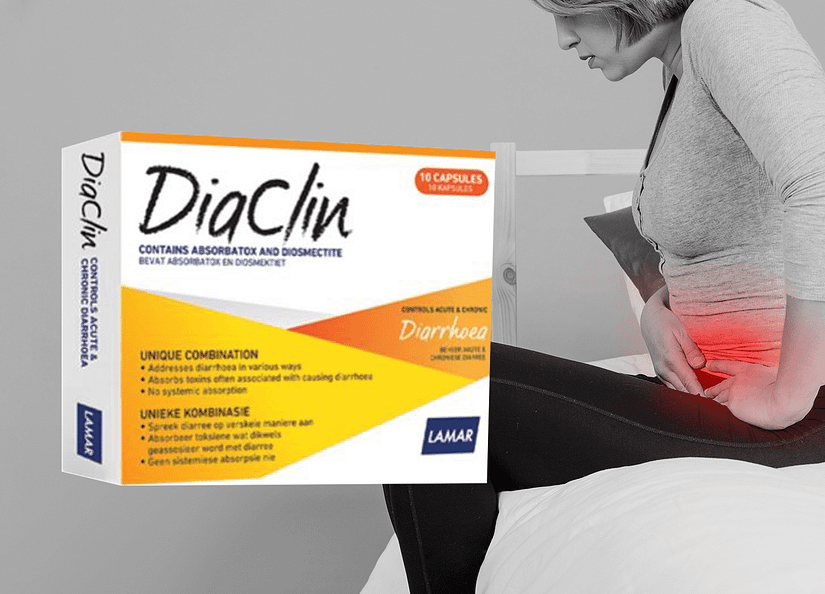 Woman with stomach pain Diaclin